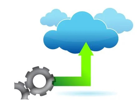 Illustration of gear cloud computing on a white Illustrazione stock