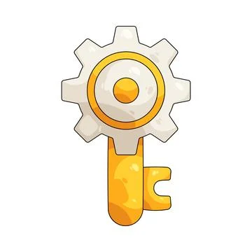 Illustration of gear with a key Stock Illustration