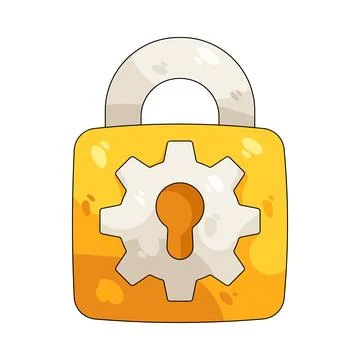 Illustration of gear with a lock Stock Illustration