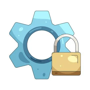Illustration of gear with a padlock Stock Illustration