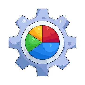 Illustration of gear with a pie chart 스톡 일러스트