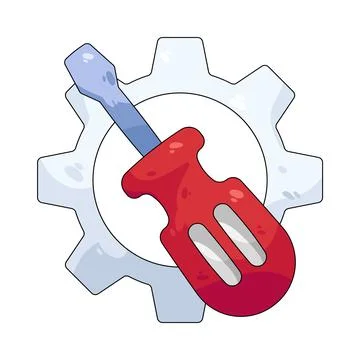 Illustration of gear with a screwdriver Stock Illustration