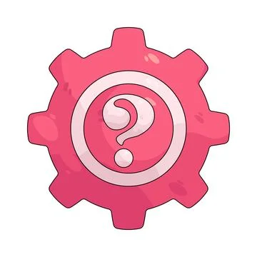 Illustration of gear setting with a question mark Stock Illustration