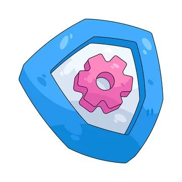 Illustration of gear with a shield 스톡 일러스트