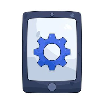 Illustration of gear with a tablet 스톡 일러스트