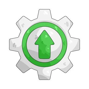 Illustration of gear with an upload arrow Stock Illustration