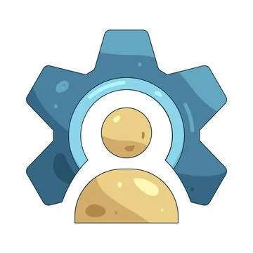 Illustration of gear with a user 스톡 일러스트