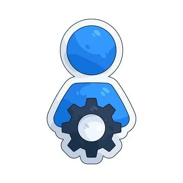 Illustration of gear with a user 스톡 일러스트