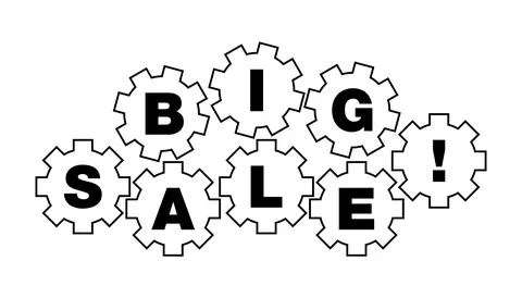 Illustration of a gear wheel with the word big sale on white background. Stock Illustration