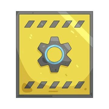 Illustration of gear on a yellow warning panel Stock Illustration