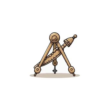 Illustration of geometric compass with ruler measuring mathematics precisio.. Illustrazione stock