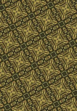 Illustration of geometric, patterned golden objects on the brown background Stock Photos
