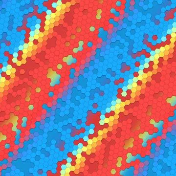 Illustration of geometrical hexagon patterns in red and blue colors for the back Ilustração Stock