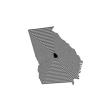Illustration of Georgia State map with black and white lines Stock Illustration