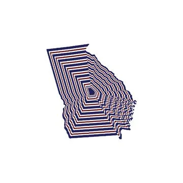 Illustration of Georgia State map with lines in red, blue and white colors Stock Illustration