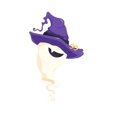 Illustration of ghost wearing a witch hat Ilustración de archivo