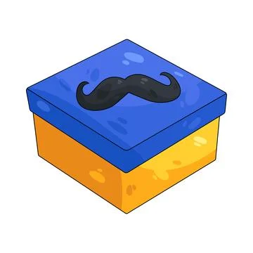 Illustration of gift box with mustache Stock Illustration