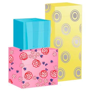 Illustration with gift boxes isolated on white background. Vector illustratio Stock Illustration