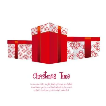 Illustration of gift boxes with snow star pattern on white background, vector Illustrazione stock
