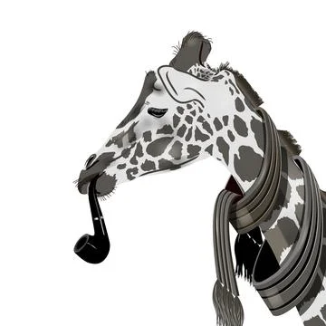 Illustration of a giraffe with a pipe Illustrazione stock