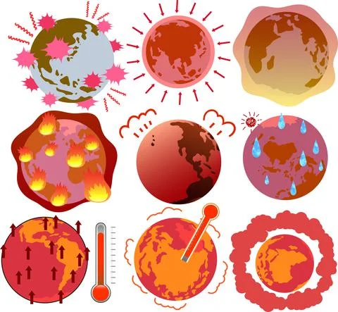 Illustration of a Global warming set Stock Illustration