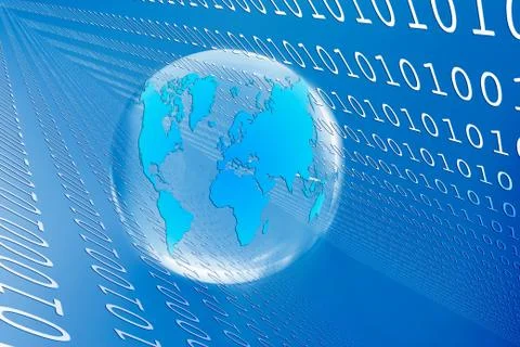 Illustration of globe and binary code Stock Illustration