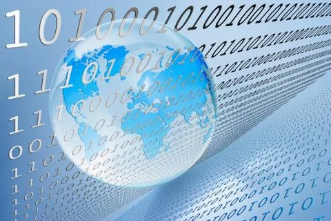 Illustration of globe and binary code Stock Illustration