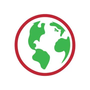Illustration globe flat icon green color Stock Illustration