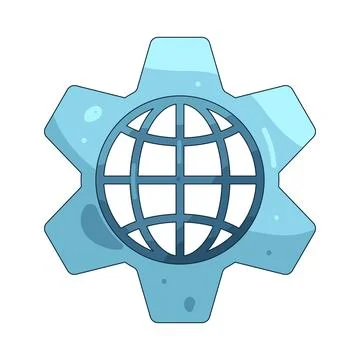 Illustration of globe with a gear Stock Illustration