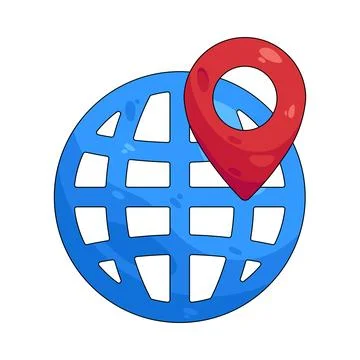 Illustration of globe with a location pin 스톡 일러스트