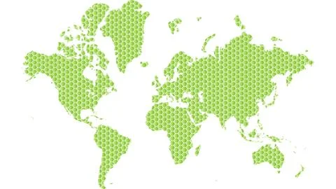Illustration of globe map with geometric shapes pattern imposed. Stock Illustration