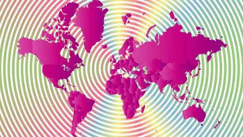 Illustration of globe map with geometric shapes pattern imposed. Stockillustratie