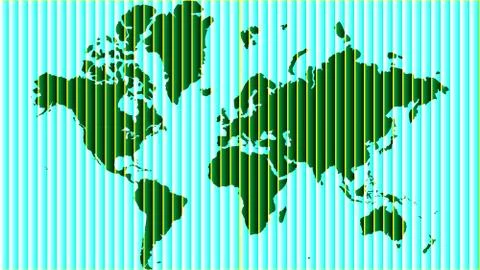 Illustration of globe map with geometric shapes pattern imposed. Stock Illustration