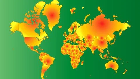 Illustration of globe map with geometric shapes pattern imposed. Illustrazione stock