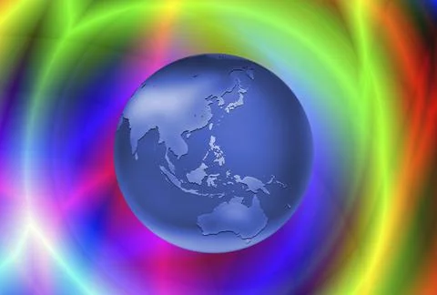 Illustration of a globe with a multicolored background Stock Illustration