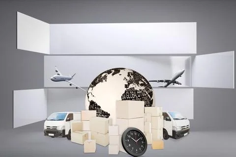 Illustration of globe over multiple objects Stock Photos