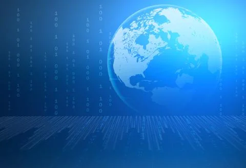 Illustration of globe with world map on an abstract background Ilustração Stock