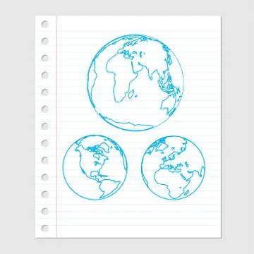 Illustration of Globes on paper sheet -Vector illustration Stock Illustration