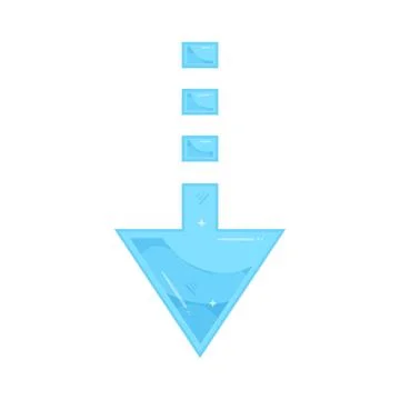 Illustration of glossy blue thin arrow down 스톡 일러스트
