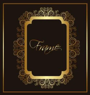 Illustration of golden frame of arabesques. vector illustration 스톡 일러스트