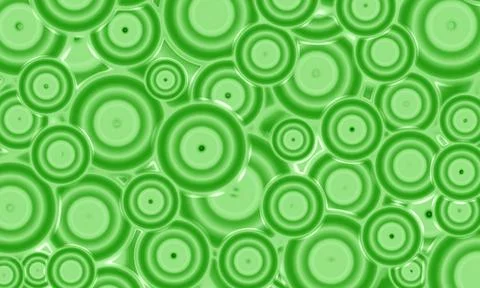 Illustration of gradient green various size 3D chaotic circles pattern Illustrazione stock