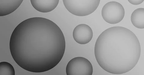 Illustration of Gradient Monochrome 3D Various Sized Spheres Stock Photos