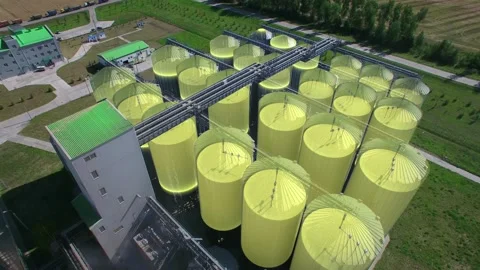 Illustration of grain mixing process silos with seeds for conservation. Storage Stock Footage 159398157