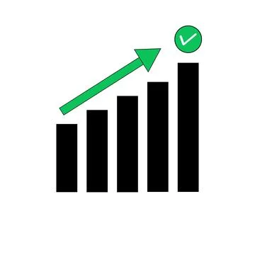 Illustration of a graph chart showing an upward trend on a white background Stock Illustration