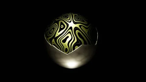 Illustration graphic of abstract seamless loop of metallic sphere and shell. Stock Illustration