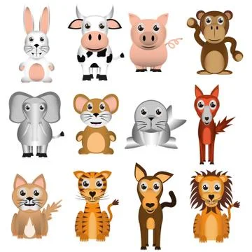 Illustration Graphic Vector Set Animals 스톡 일러스트