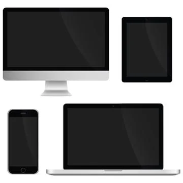 Illustration Graphic Vector Set Communication Technology with black screen Stock Illustration