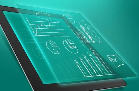 Illustration graphics economic on tablet Stock Illustration