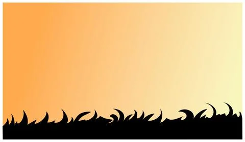 Illustration of grass silhouettes on orange gradient background Stock Illustration