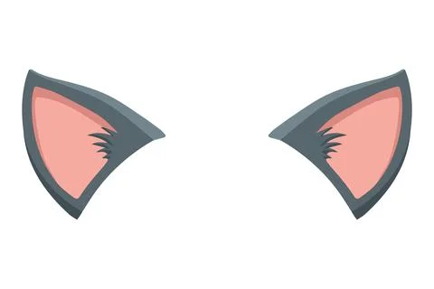 Illustration of gray cat ears. Vector. 스톡 일러스트